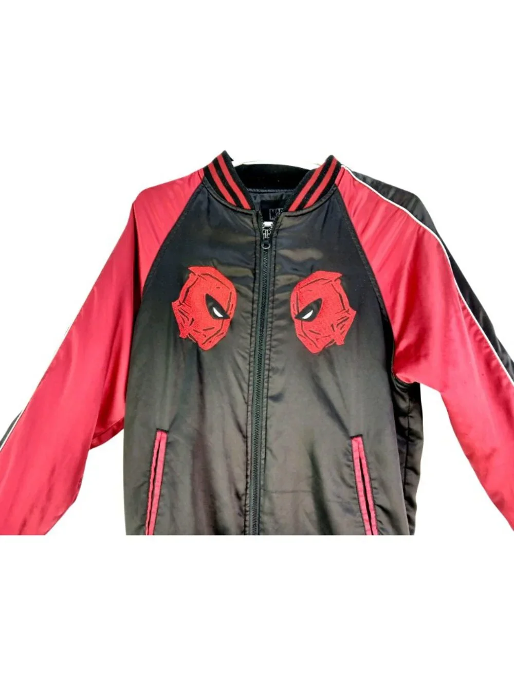 Marvel Deadpool Black & Red Bomber Jacket With Embroidered Graphics Medium Size